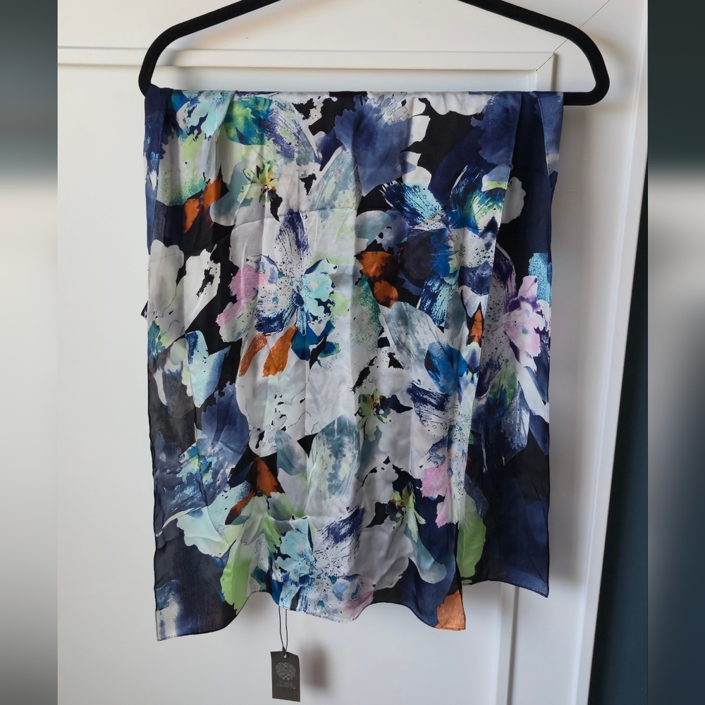 Vince Camuto 100% Silk Multicolor Floral Scarf #78